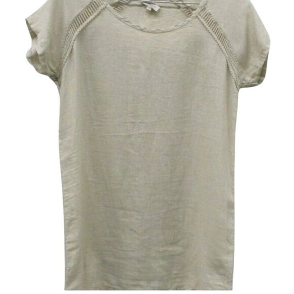 Bellambia Beige Short Sleeve Linen Midi Dress Size Large - Picture 1 of 8